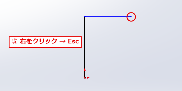 縦の線の上端から右へ線を引く画面